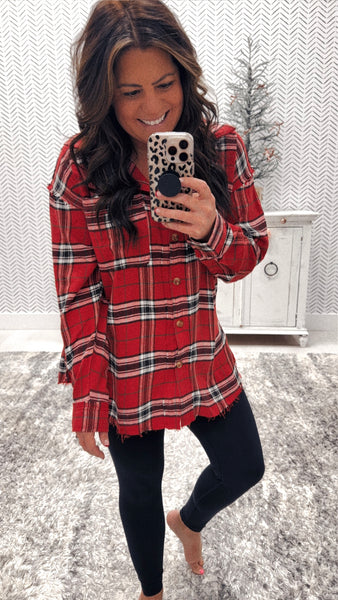 White Birch Holiday Red Plaid Flannel