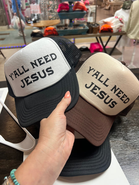 Y’all Need Jesus Trucker Hat - Mocha