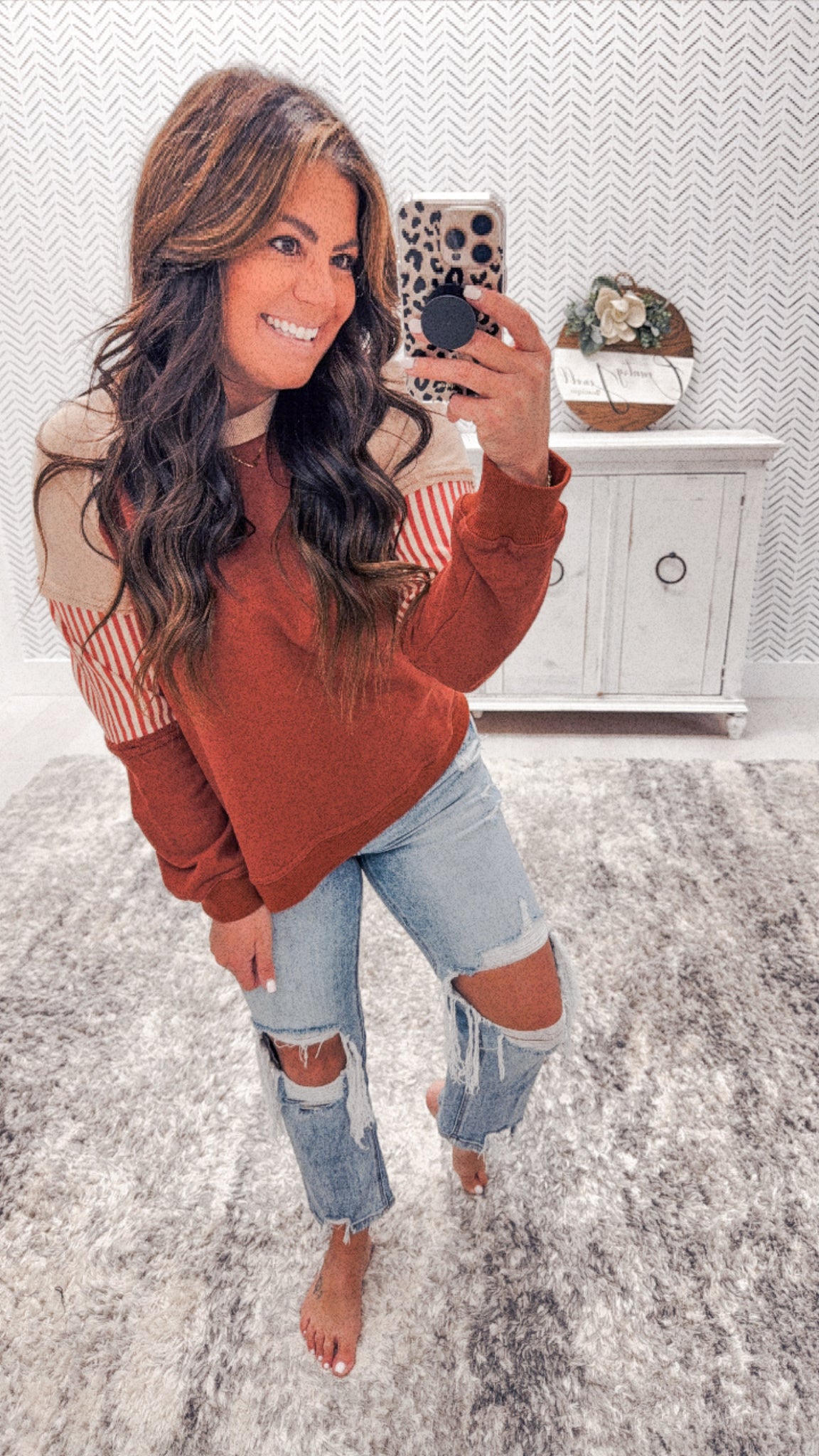 Staccato Fall Rust Striped Pullover