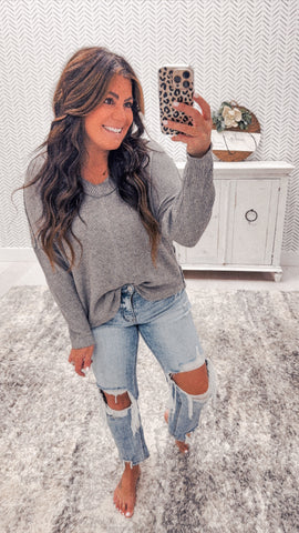 Slate Gray Waffle Knit Top