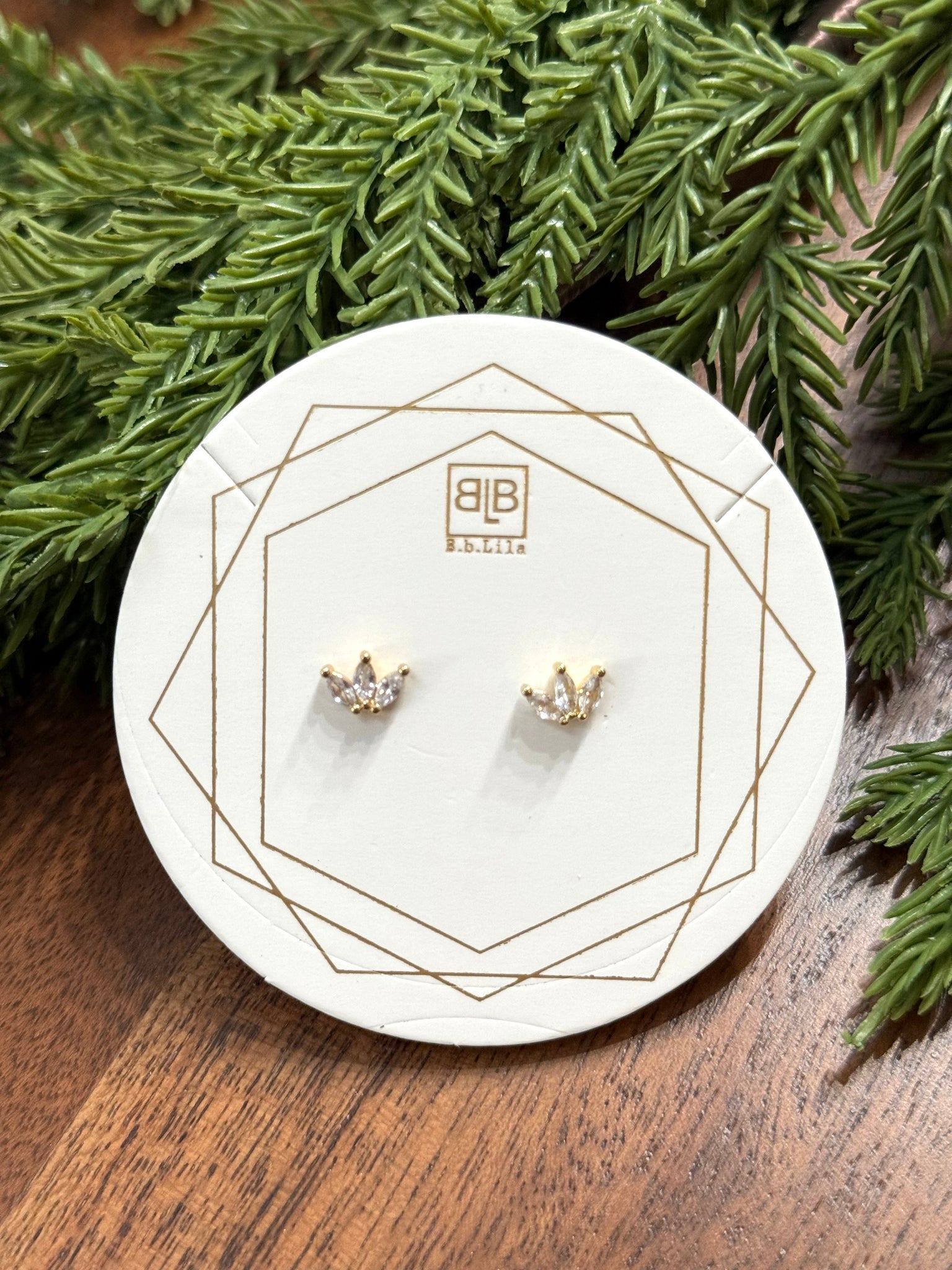 B.b Lila Triple Bling Studs - Gold