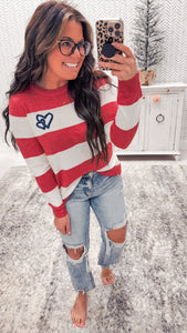 Staccato Red Be Mine Striped Sweater