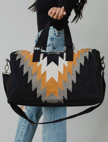 Black, Cream, Tan Aztec Weekender Duffel