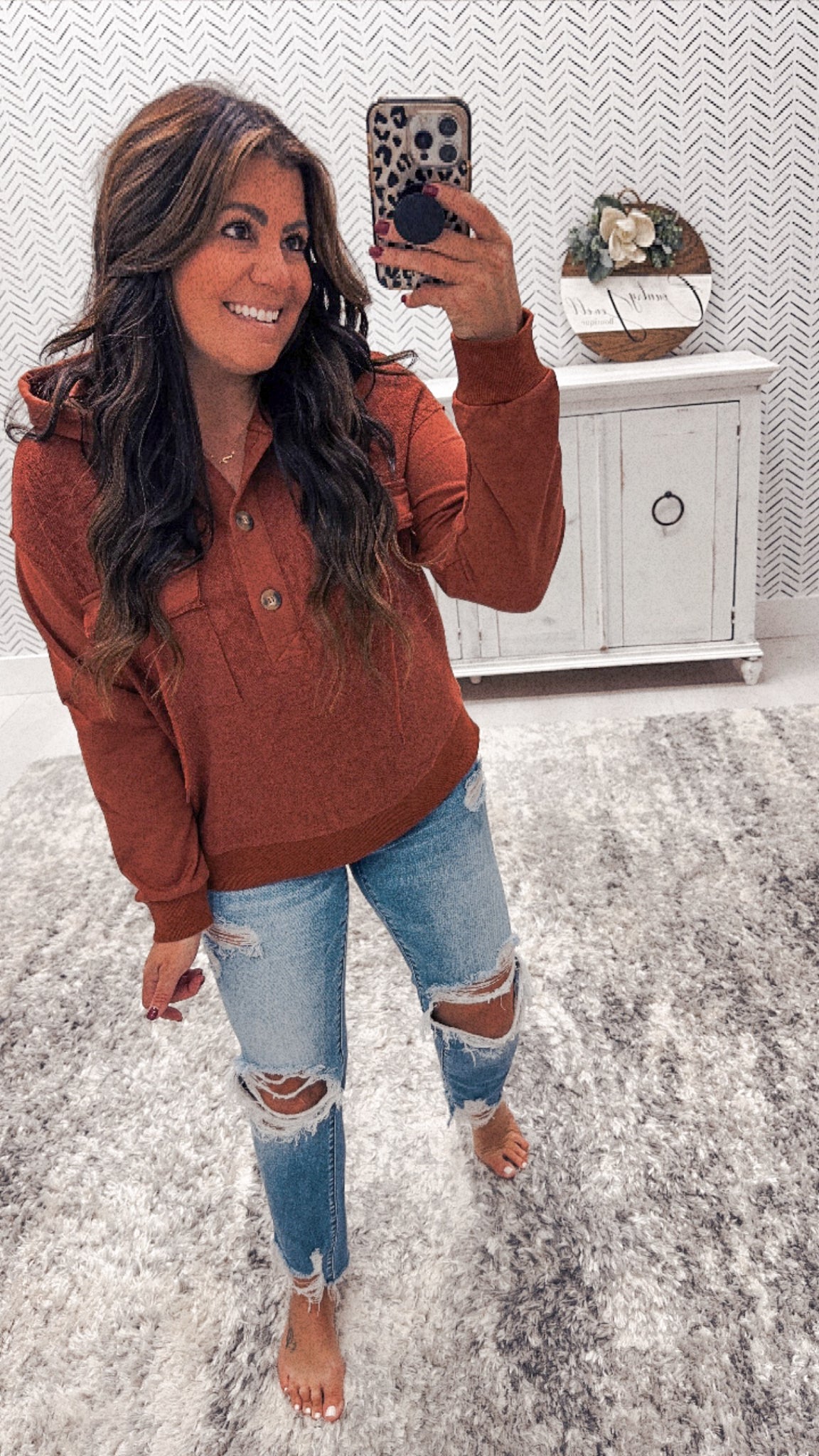 Staccato Rust Half Button Pullover