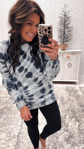 Black/Gray Tie Dye Crewneck