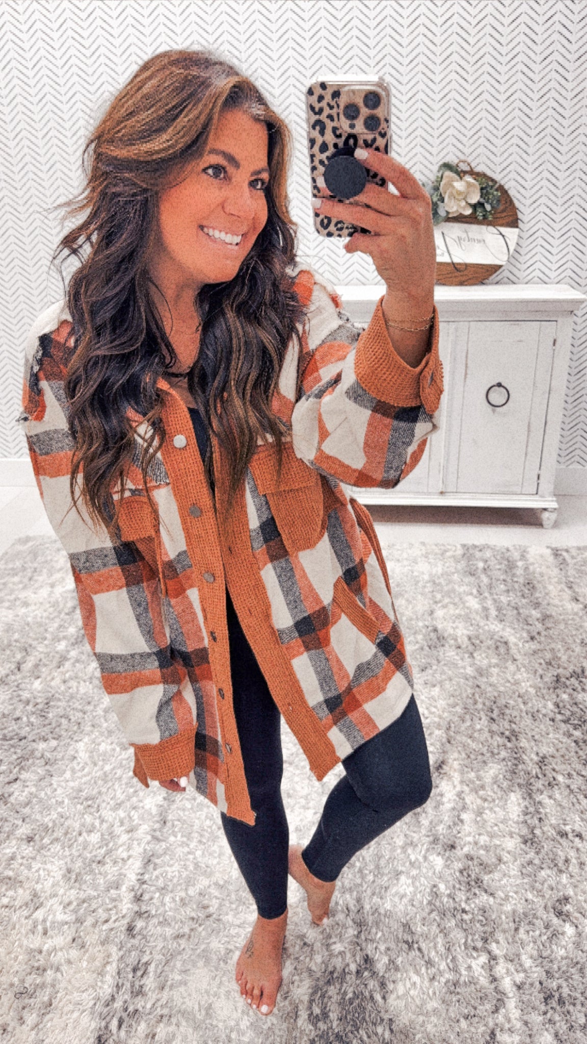 POL Pumpkin Spice Plaid Jacket