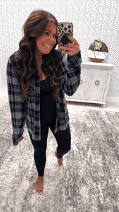 Black/Gray Plaid Super Soft Dreamy Button Up Jacket