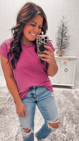 Holiday Pink Shimmer Date Night Top