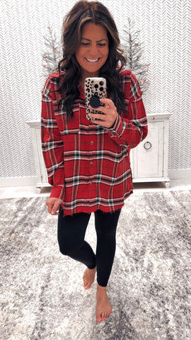 White Birch Holiday Red Plaid Flannel