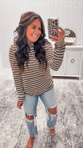 Staccato Mocha Striped Super Soft Hoodie