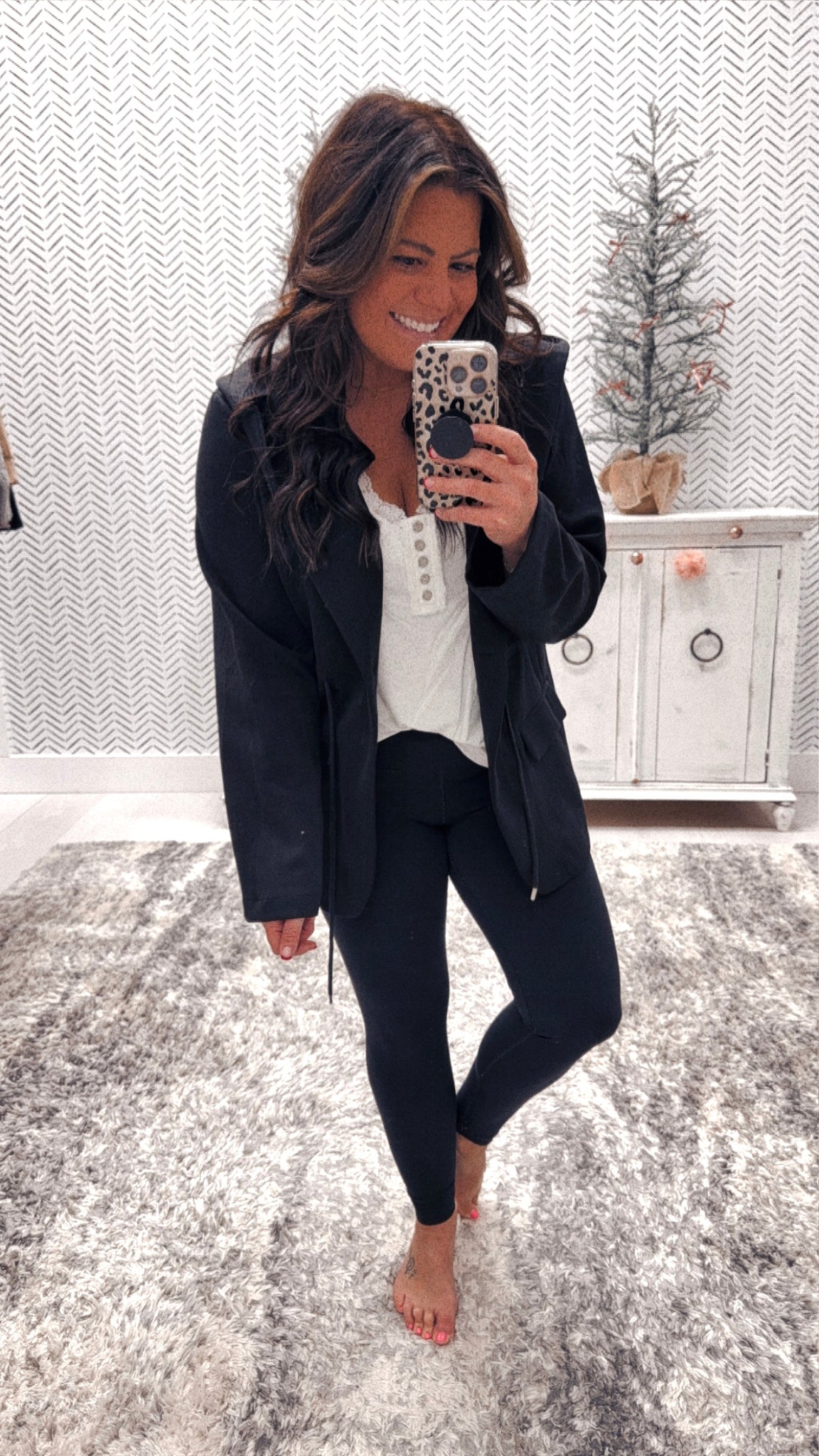 Hem & Thread Black Hooded Blazer Jacket