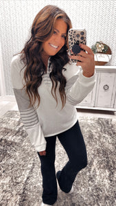 White/Gray Long Sleeve Pullover