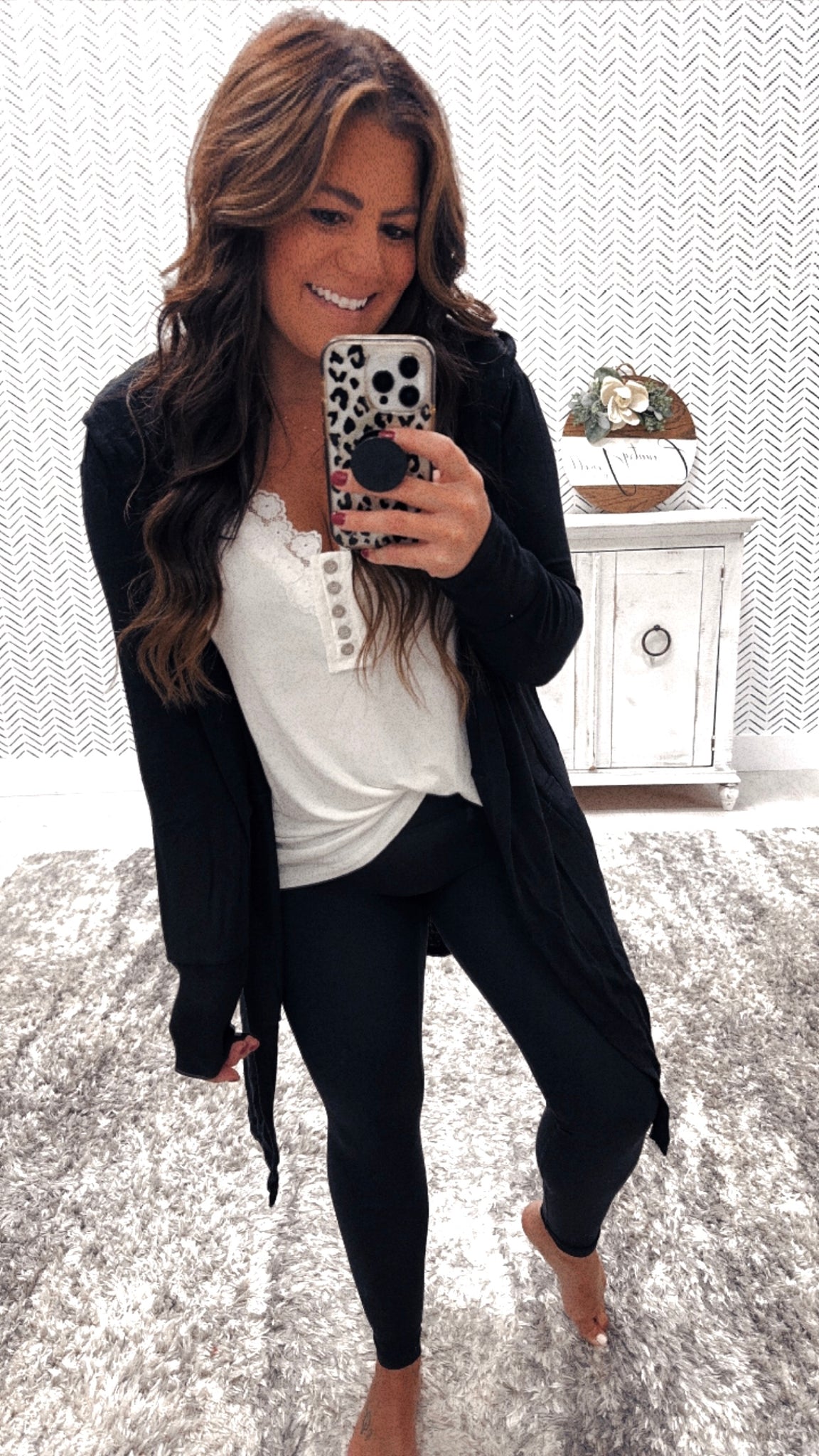 Mono B Black Hooded Cardigan