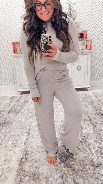 Heather Gray  Ribbed Lounge Pants