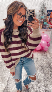 Holiday Berry Striped Sweater