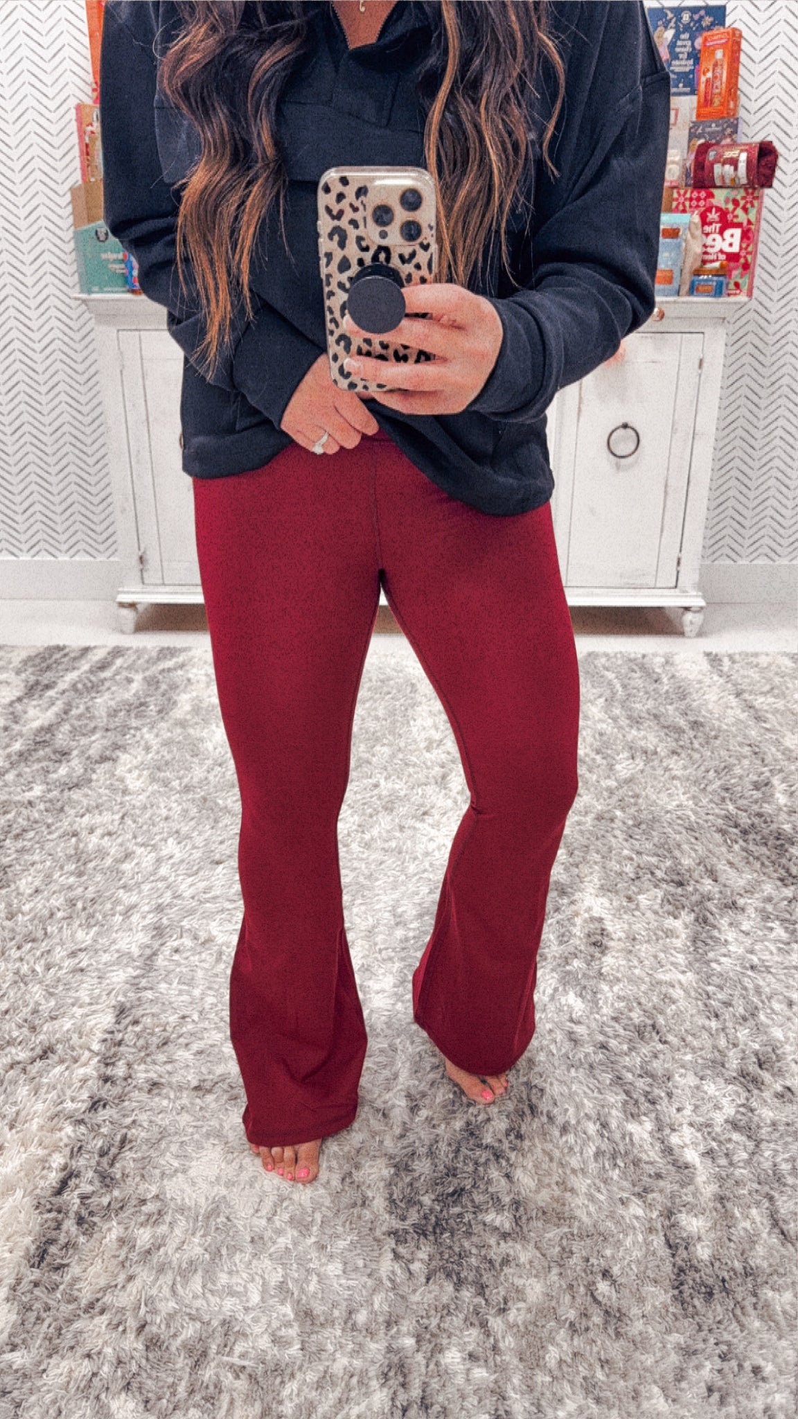 Mono B Holiday Red Velvet Flare Leggings