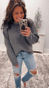 Charcoal Night Out of Town Sequin Sweater