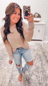 Staccato Taupe Ribbed Long Sleeve Top