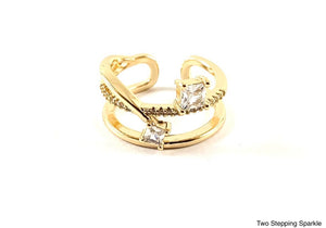 B.b Lila Two Stepping Sparkle Ring - Gold & Silver