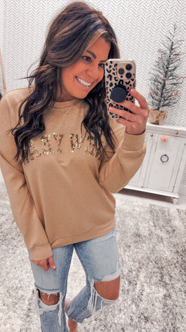 New Year Gold Sequin Buttery Soft Crewneck