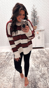 Holiday red/Ivory Striped Super Comfy Sweater