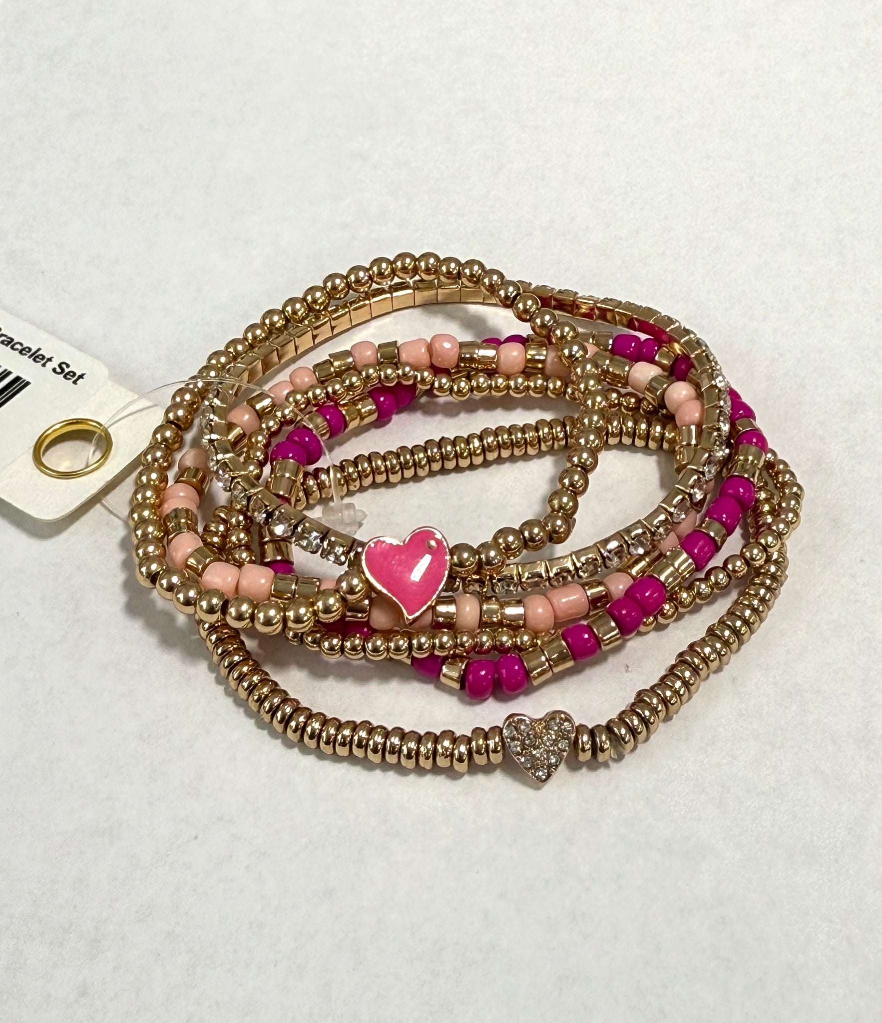 Gold/Pink 6 Piece Bracelet Set