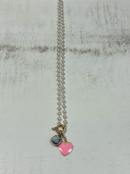 Pink Panache Heart Stud Beaded Necklace - Multiple Colors