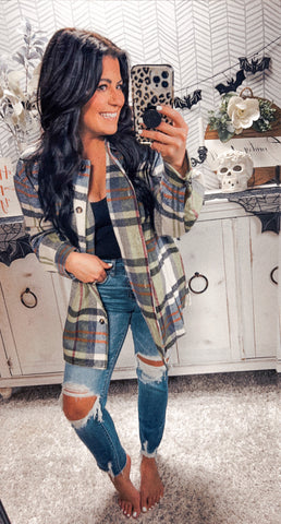 Olive Multi Plaid Shacket