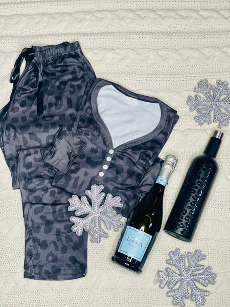 Black Leopard Pajama Set