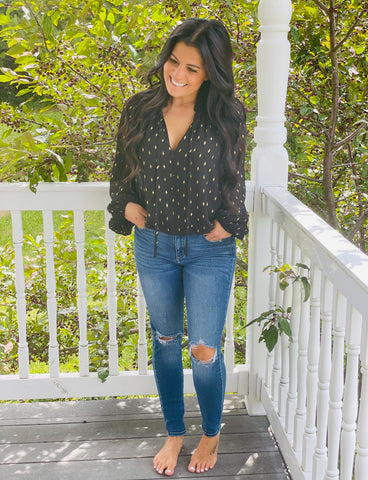 Date Night Black/Gold Blouse