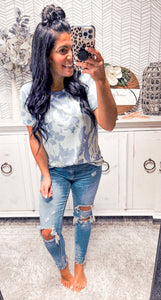 Denim Floral Short Sleeve