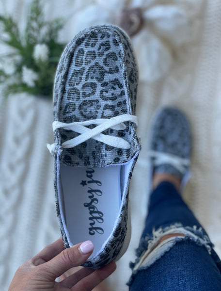 Gypsy Jazz Gray Shimmer Leopard Boat Shoes