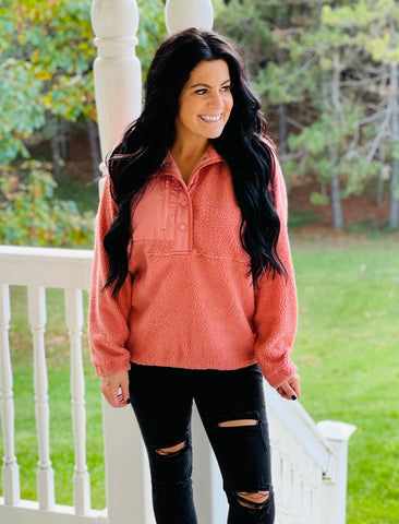 Dusty Coral Pullover Jacket