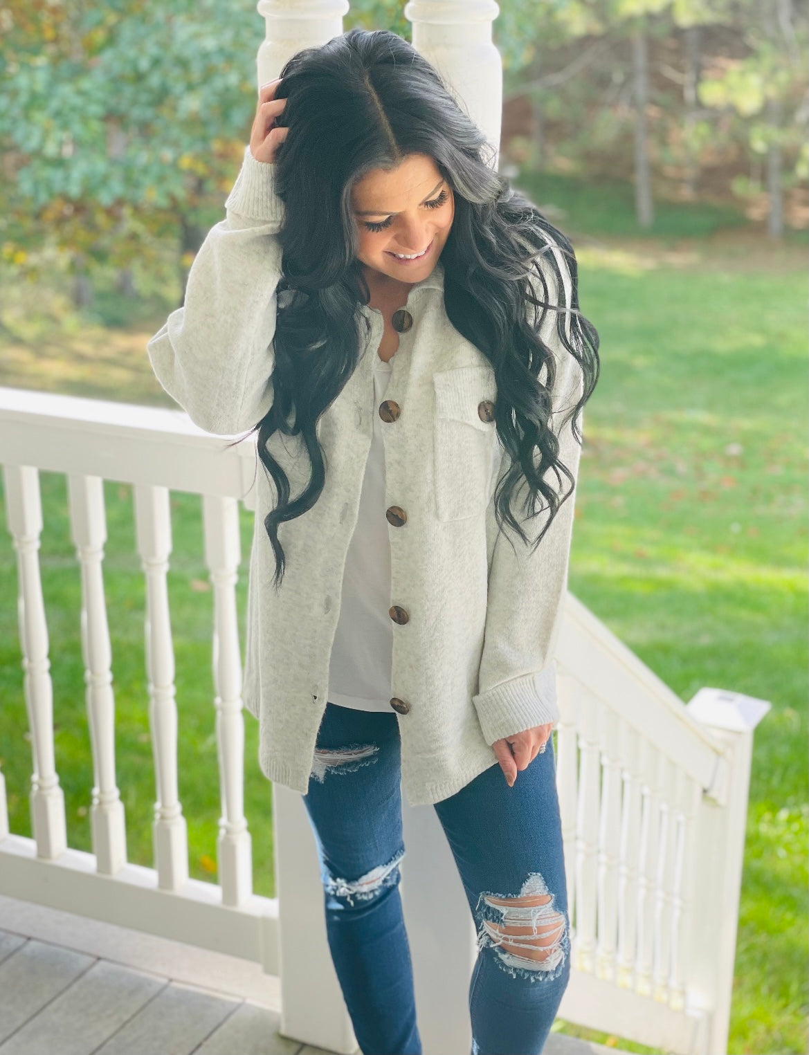 Heather Gray Button Front Cardigan