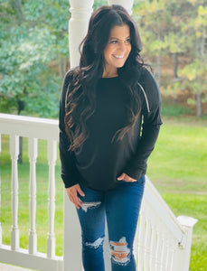 Black Fall Basic Criss Cross Long Sleeve