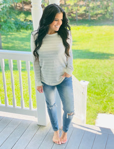 Heather Gray Striped Long Sleeve