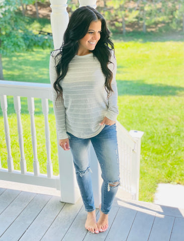 Heather Gray Striped Long Sleeve