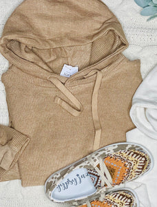 Boyfriend Ribbed Taupe Hoodie