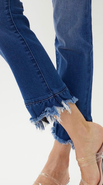 Kancan Bailey Ankle Flare Distressed Jeans