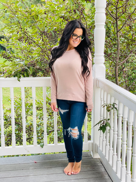 Blush Raglan Brushed Sweater