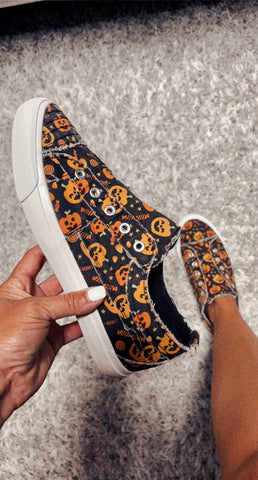 Black Pumpkin Halloween Sneakers