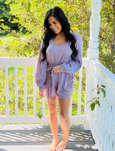 Lavender V Neck Romper