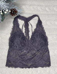 Midnight Floral Lace Halter Bralette