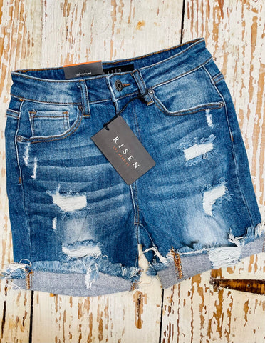 Risen Distressed Cuffed Shorts