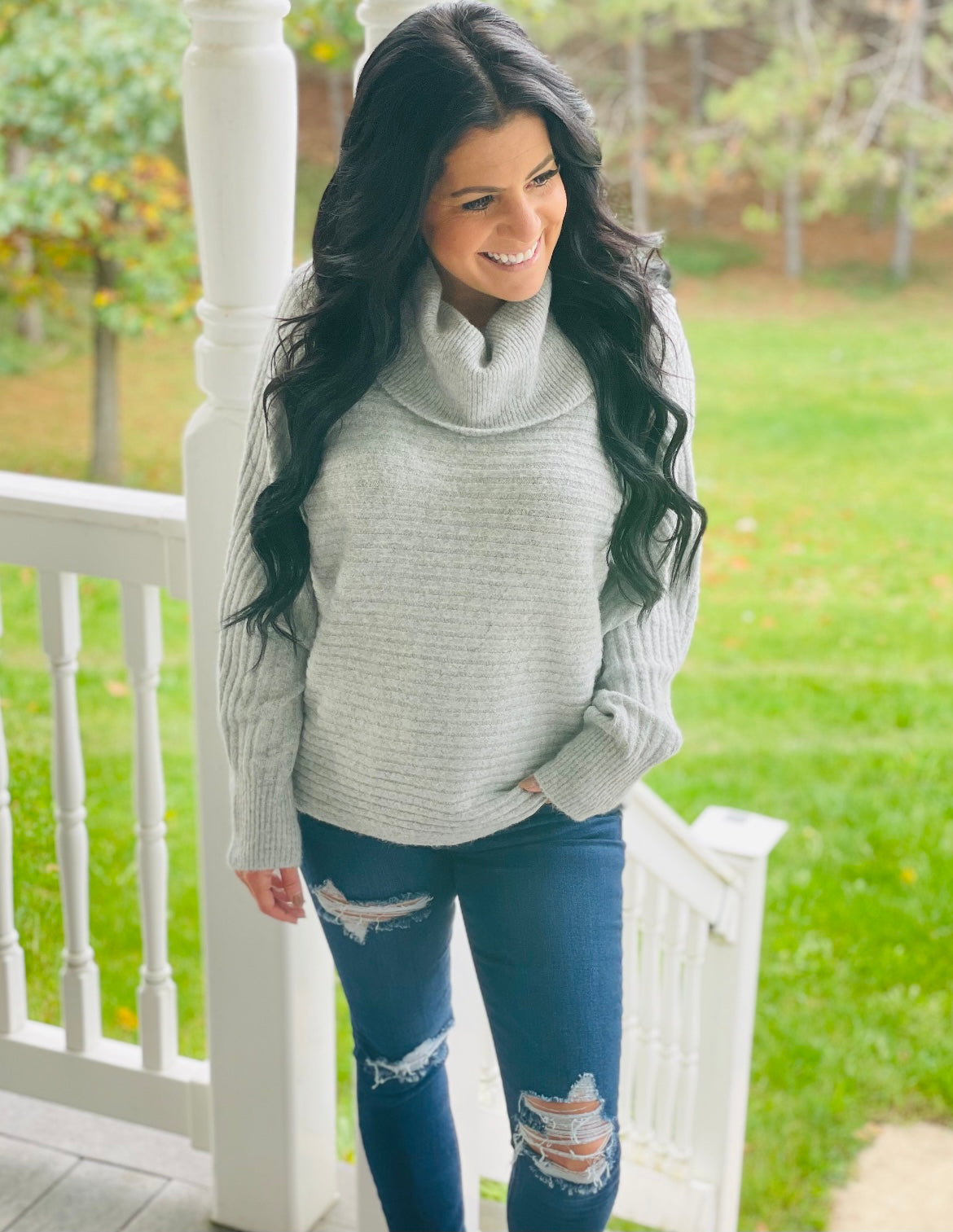 Heather Gray Cowl Neck Chunky Sweater