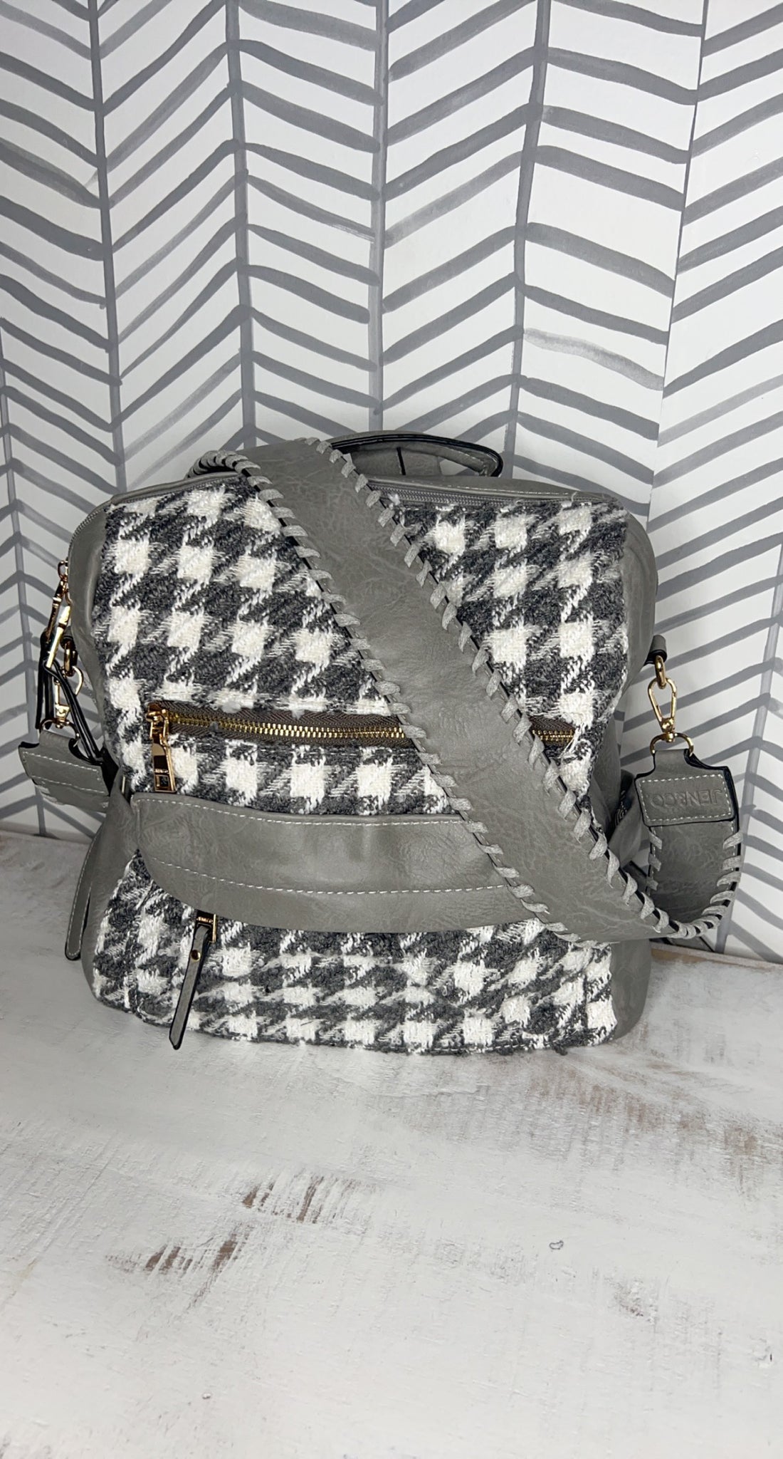 Jen & Co Gray/White Backpack **Restock arriving soon**