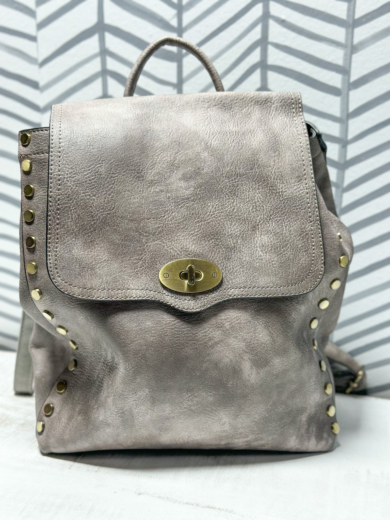 Jen & Co Gray Studded Backpack