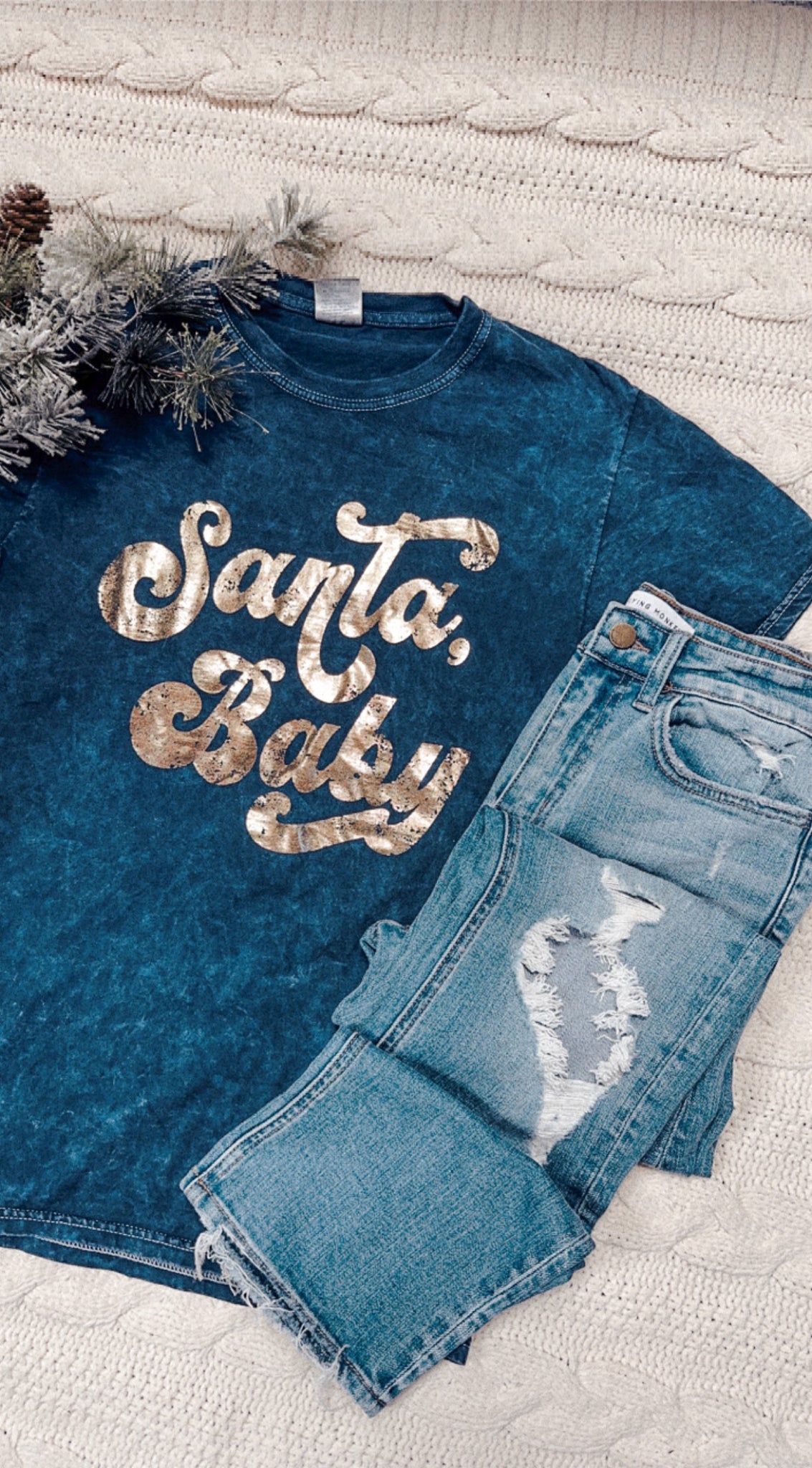 Santa Baby Gold Foil Graphic Tee