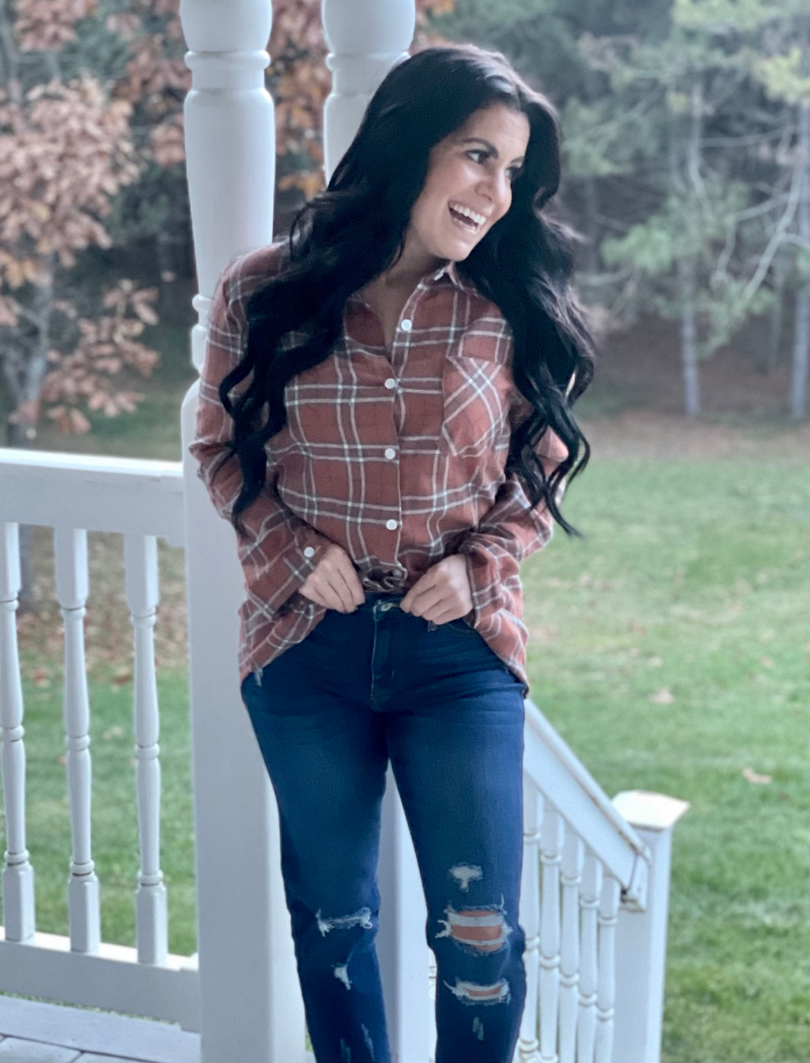 Fall Vibes Rust Button Down