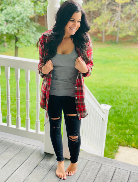 Fall Vibes Red Button Down Flannel